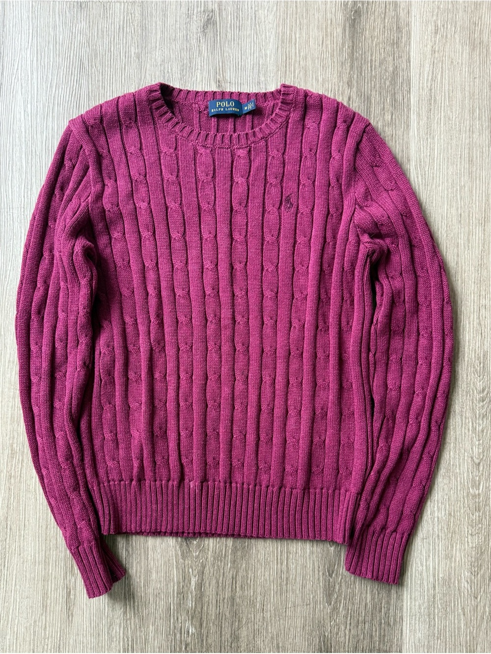 Polo Ralph Lauren Pink Cable Knit Sweater M 100% Cotton